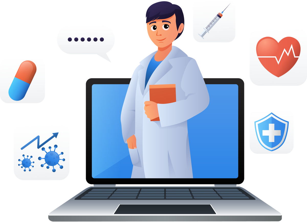 Telemedicine . Doctor and laptop .